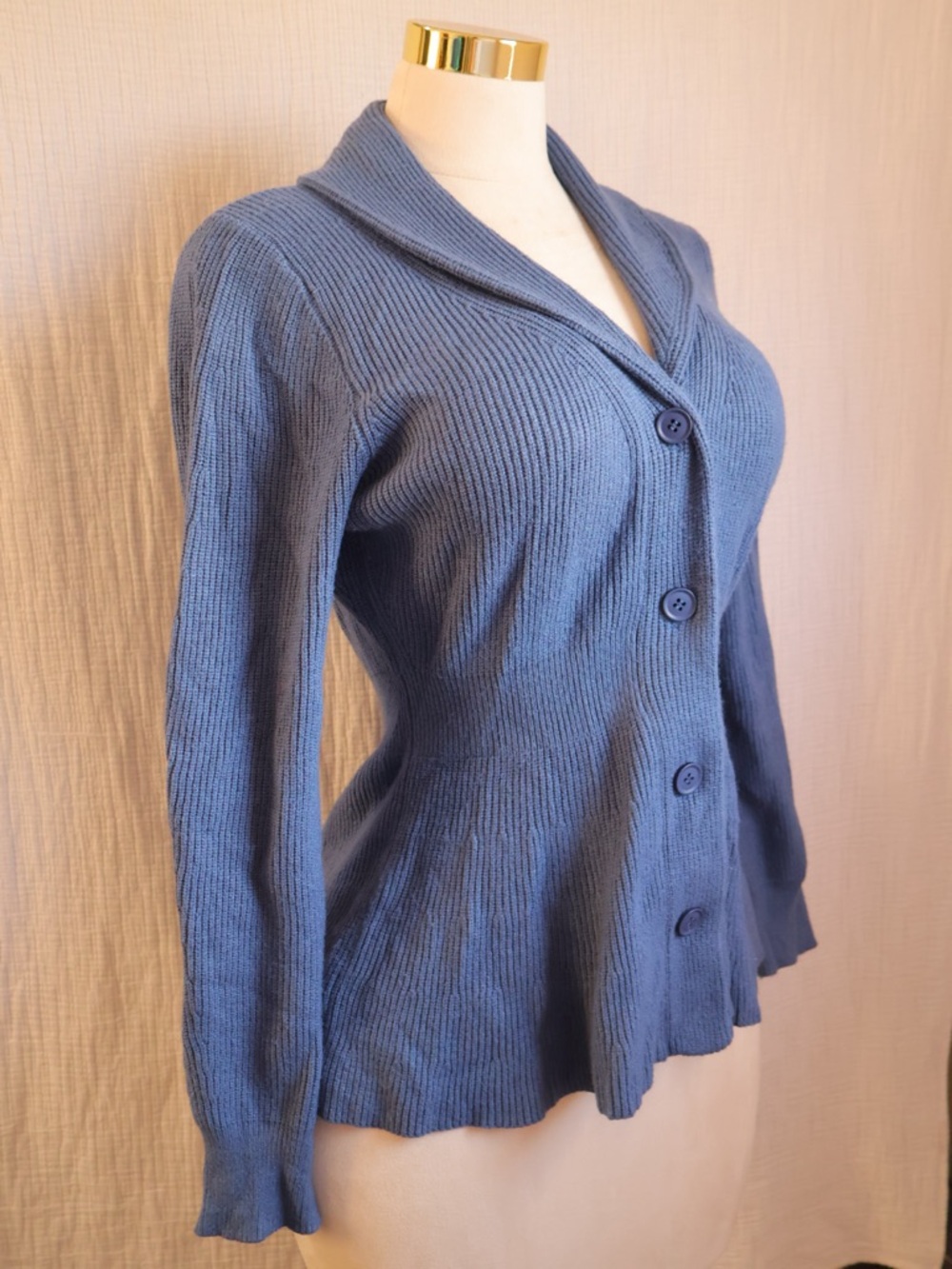 Vintage Cardigan Sweater Shawl Lapel Button Down Sweater Outwear Coat - Picture 2 of 5